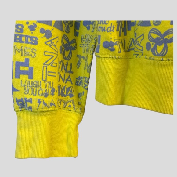 𝅺Aritzia TNA Youth Hoodie Size M Yellow and Gray Full Zip Pockets - Picture 6 of 15